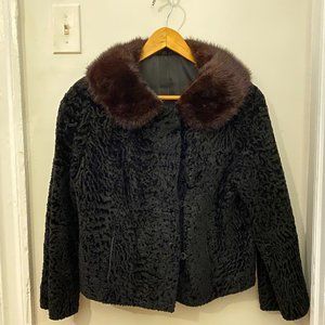 Gorgeous Vintage Persian Wool Cropped Coat w/ Fur Collar